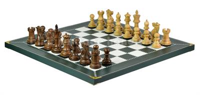 Premium Leather Chess & Backgammon Board – Zig Zag Stitching, Crown & Castle Series Wooden Staunton Chess Pieces, Brass Checkers & Faux Leather Storage Box