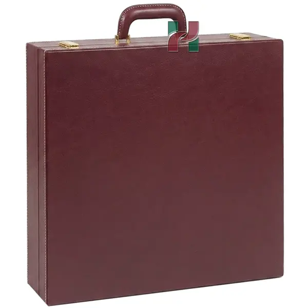 Elegant Burgundy PU Leather Storage Box for Chess Set – Stylish Organizer for Chess Pieces and Board