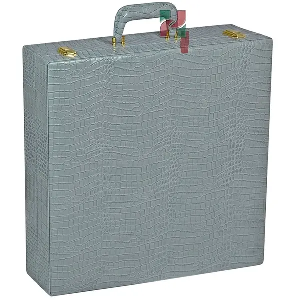 Sky Blue Crocodile Textured PU Leather Chess Set Storage Box with Elegant Design – Durable, Stylish and Spacious Organizer for Chess Pieces, Perfect for Gift or Home Storage Solution