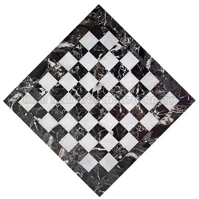 Luxury Black Zebra & White Marble Chess Set with Custom Black or White Border Variants