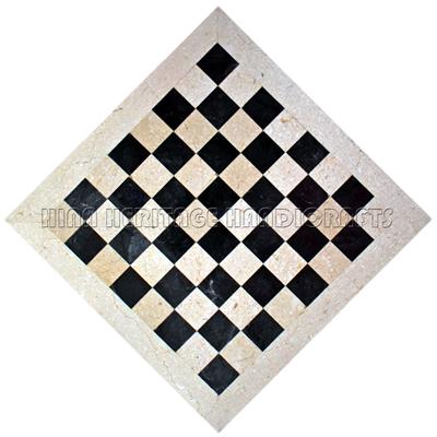 Premium Jet Black & Botticino Marble Chess Board - Handcrafted with Customizable Borders