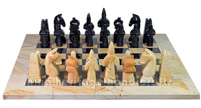 Luxury Burma Teak & Jet Black Marble Chess Set – Royal Bishop Series with Faux Leather Storage Box