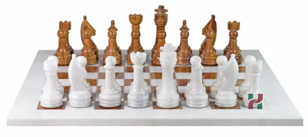 Luxurious Red Onyx & White Marble Chess Set with PU Leather Storage Box – Handmade, Elegant, and Durable