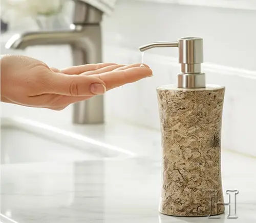 Luxury Coral Marble Natural Stone Soap Dispenser for Bathroom & Kitchen Countertops