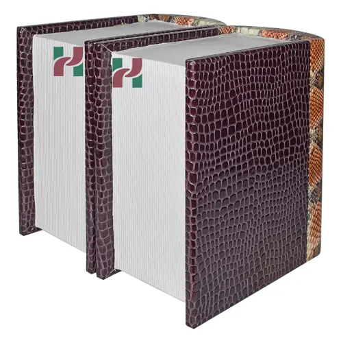 Elegant Book-Shaped Companion Cremation Urn – Deep Plum Crocodile & Tan Orange Brown Snake Pattern – For Couples’ Ashes