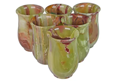 Handcrafted Green Onyx Natural Stone Wine Glass Set – 3x5 Inch Polished Goblets for Elegant Home Bar & Gift Décor