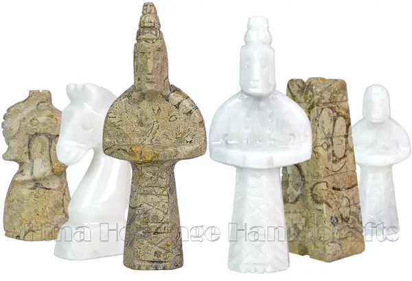 Luxury Coral & White Marble Royal Bishop Series Chess Set – Handcrafted Chess Pieces