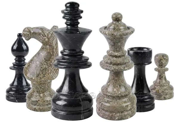 Handcrafted Oceanic & Jet Black Marble Euro Style Staunton Chess Pieces Set – Premium Luxury Stone Chessmen for Collectors