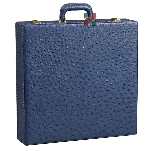 Premium Ostrich Textured PU Leather Chess Storage Box – Elegant and Durable Organizer