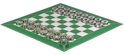 Splash Green Leather Roll-Up Chess Set with Zig-Zag Stitching – Marble Checkers with Metallic Edge & Leather Storage Tube