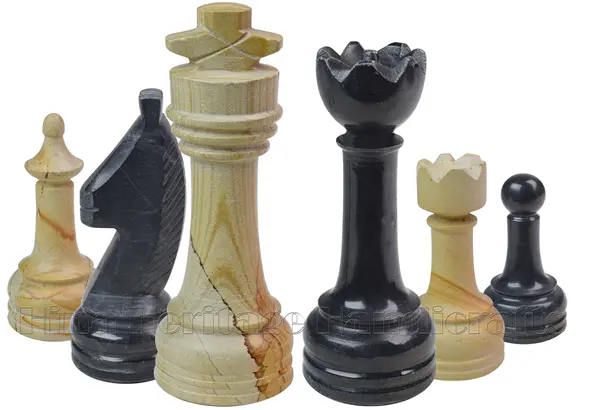 Burma Teak and Jet Black Marble Chess Set – Modern Luxury Chess Set with Weighted Pieces for Strategy Enthusiasts