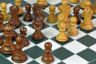 Premium Leather Chess & Backgammon Board – Zig Zag Stitching, Crown & Castle Series Wooden Staunton Chess Pieces, Brass Checkers & Faux Leather Storage Box