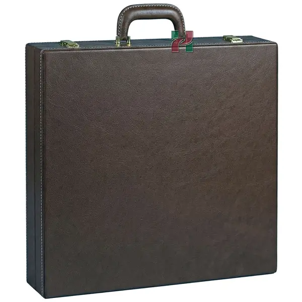 Elegant Chocolate Brown PU Leather Chess Set Storage Box - Durable, Stylish Organizer for Chess Pieces and Board
