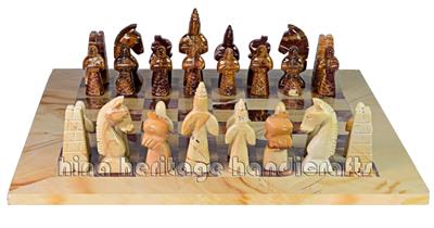Premium Burma Teak Sandstone & Red Onyx Royal Bishop Chess Set with Faux Leather Storage Box – Luxury Handcrafted Stone Chessboard