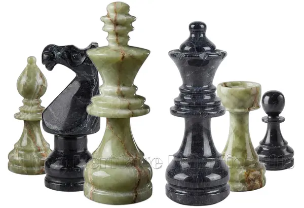 Handcrafted Green Onyx & Jet Black Marble Staunton Chess Pieces Set – Luxury 16-Inch Natural Stone Tournament Chessmen Only