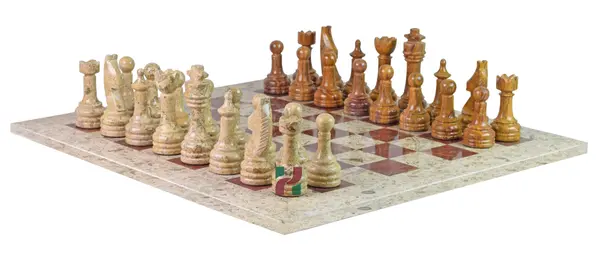 Luxury Coral & Red Onyx Rustic Series Chess Set – Unique Hand-Carved Stone Chess Board – Premium Gift for Strategy Game Lovers
