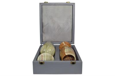 Elegant Slate Gray PU Leather Storage Box for Green Onyx Wine Glasses | Perfect for Home Bar