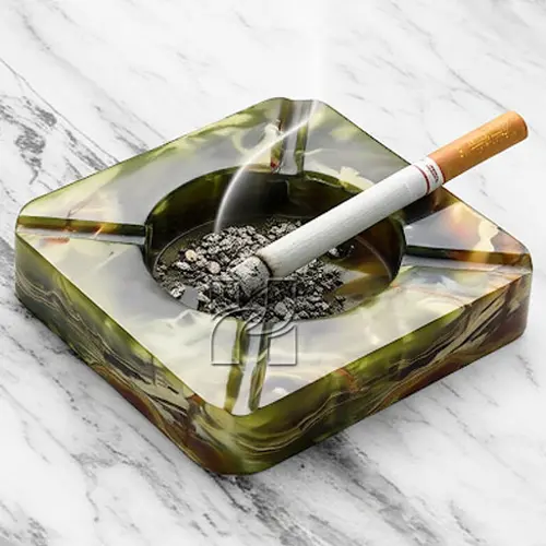 Handmade 6x6 Inch Green Onyx Square Ash Tray – Luxury Marble Smoking Tray for Patio or Lounge