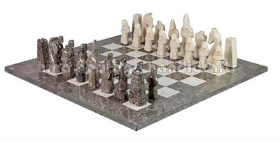 Royal Bishop Series Oceanic & Botticino Marble Chess Set with Faux Leather Storage Box – Elegant Handcrafted Luxury Board Game