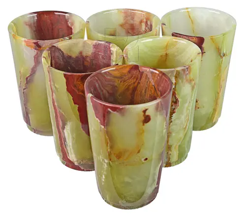 Green Onyx Stone Wine Glass 3x5 Inch – Handcrafted Natural Marble Tumbler for Home Bar