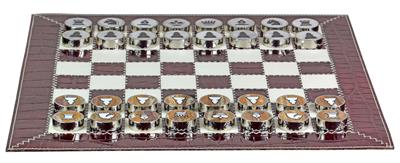 Luxury Burgundy Crocodile Textured Leather Roll-Up Chess Set – Marble Checkers with Metallic Edges & Leather Storage Tube