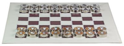Portable White Leather Chess Set – Roll-Up Design, Zig-Zag Stitching, Marble & Metal Checkers, Storage Tube Included