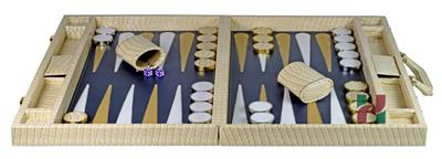 Luxury Fawn Crocodile Textured Faux Leather Backgammon Attache – 21x14x3” with Inlaid Playing Points
