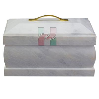 Pristine White Marble Natural Stone Coffin Urn 