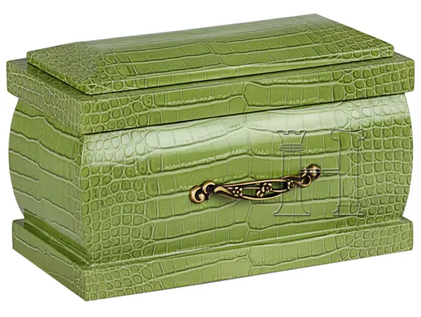 Olive Green Coffin Cremation Urn with Crocodile Texture – 280 Cubic Inch Adult Urn for Ashes