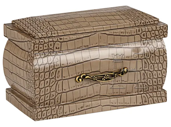 Camel Crocodile Textured Coffin Cremation Urn – 280 Cubic Inch Adult Funeral Urn
