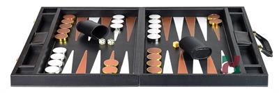 Premium Jet Black Snake Faux Leather Backgammon Attaché – 21x14x3 Inch Closed, Inlaid Playing Points, Luxury Travel Game Set