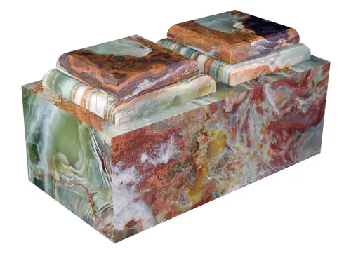 Green Onyx Companion Urn for Two Adults | Hand-Carved Dual Cremation Urn for Couples' Ashes | Luxury Shared Urn for Human Remains