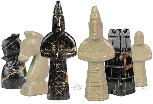 Handcrafted Michael Angelo and Verona Beige Marble Chess Pieces – Luxury Stone Chess Set for Elegant Gameplay
