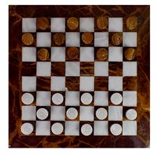Elegant Red Onyx and White Marble Draught Checker Set - Premium Quality Board Game for Family Fun, Home Decor, and Gift Giving