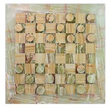 Elegant Burma Teak & Green Onyx Checkers Set – Timeless Craftsmanship for Game Lovers