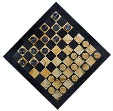 Luxury Burma Teak & Black Marble Checkers Set – Elegant & Timeless Board Game