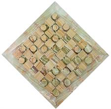 Elegant Burma Teak & Green Onyx Checkers Set – Timeless Craftsmanship for Game Lovers