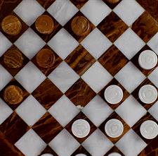 Elegant Red Onyx and White Marble Draught Checker Set - Premium Quality Board Game for Family Fun, Home Decor, and Gift Giving