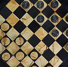 Luxury Burma Teak & Black Marble Checkers Set – Elegant & Timeless Board Game