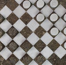 Fossil Oceanic Marble & Jet Black Draughts Checker Set – Premium Stone Game Board