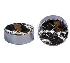 Luxury Black & Gold Marble Backgammon Checkers with Metallic Edges – Elegant Game Piece Set