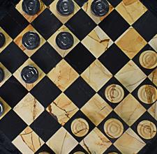 Luxury Burma Teak & Black Marble Checkers Set – Elegant & Timeless Board Game
