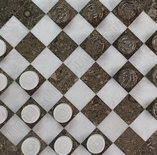 Fossil Oceanic Marble & Jet Black Draughts Checker Set – Premium Stone Game Board