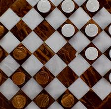Elegant Red Onyx and White Marble Draught Checker Set - Premium Quality Board Game for Family Fun, Home Decor, and Gift Giving