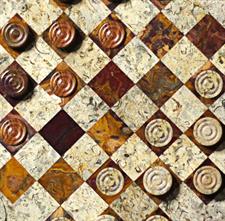 Handcrafted Coral & Red Onyx Checkers Set – Luxury Stone Checkers Board Game - Elegant Red & Coral Onyx Set for Home Decor & Gift