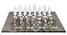 Luxury Oceanic & White Marble Chess Set – Handcrafted Stone Chess Board & Pieces for Home Décor & Gifting