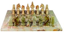 Premium Marble Chess Set – Green Onyx & Burma Teak Royal Bishop Series with Faux Leather Box