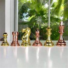 Premium Solid Brass Staunton Chess Pieces Set - Copper and Gold Finish | Luxury Weighted Chessmen