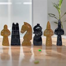 Jet Black & Indus Gold Marble Chess Set – Premium Handcrafted Marble Chess Pieces