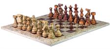 Luxury Coral & Red Onyx Marble European Chess Set with Faux Leather Storage Box – Handcrafted Elegance